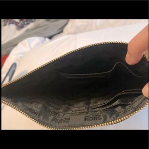 Michael Kors black leather wristlet/clutch